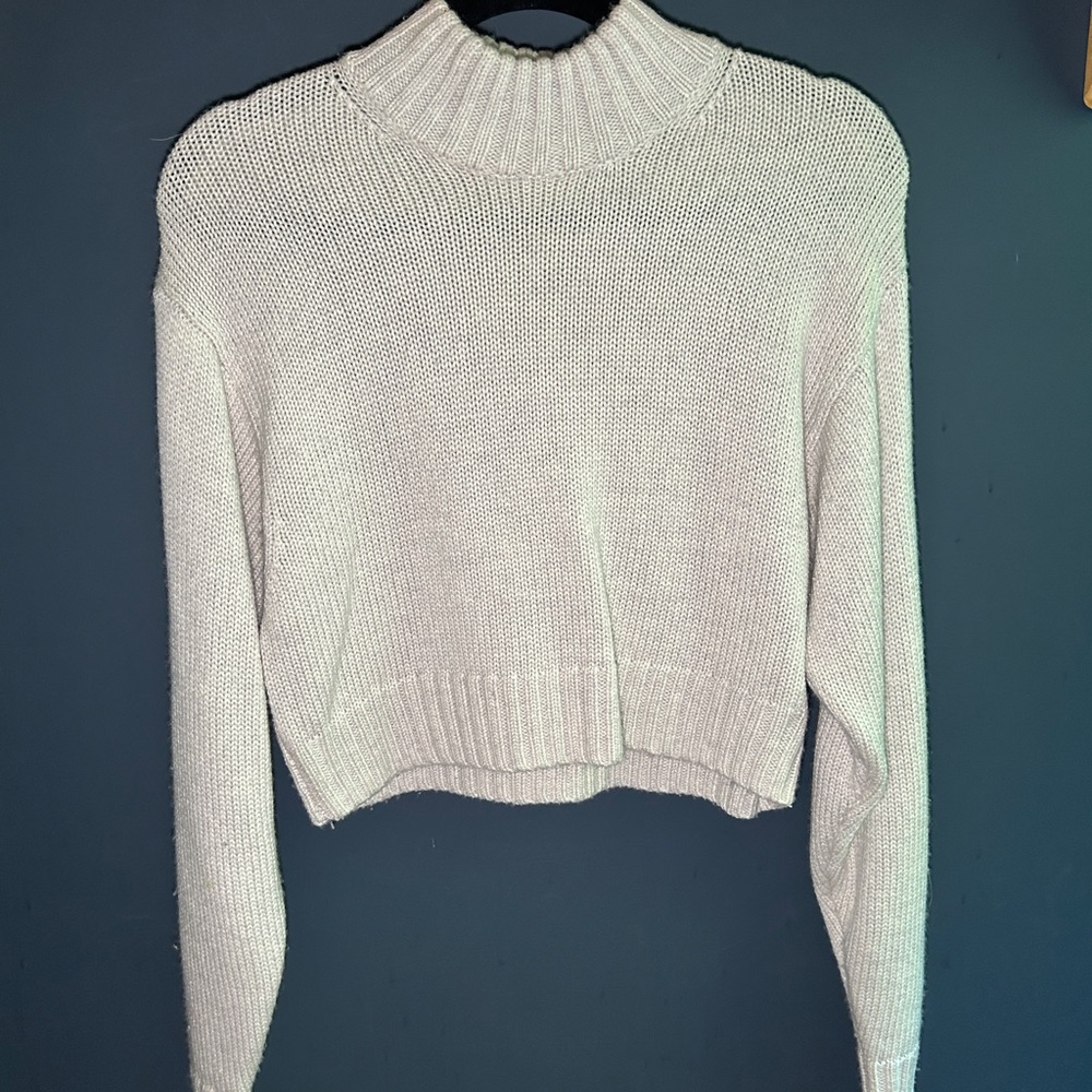Wilfred Cream Cropped Mock Neck Sweater